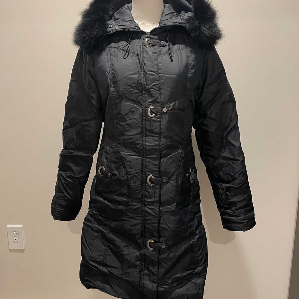 Women's Black Hooded Winter Coat